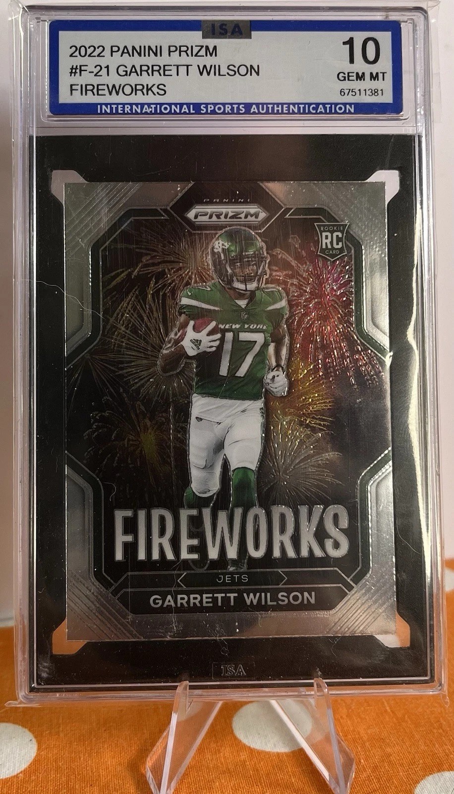Garrett Wilson Panini Prizm Fireworks #F21 Gold Prizm