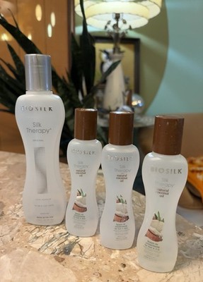 Biosilk Silk Therapy Original Leave-In Hair Treatment + 3 Coconut Oil Travel 