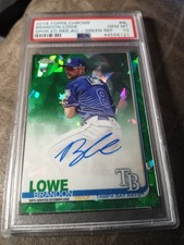 Brandon Lowe 2019 Topps Chrome Sapphire Green Rays Pirates RC #/50 Rookie Auto