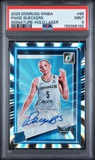 Paige Bueckers Rookie Auto Holo Laser RC 2025 WNBA Donruss #86 PSA 9