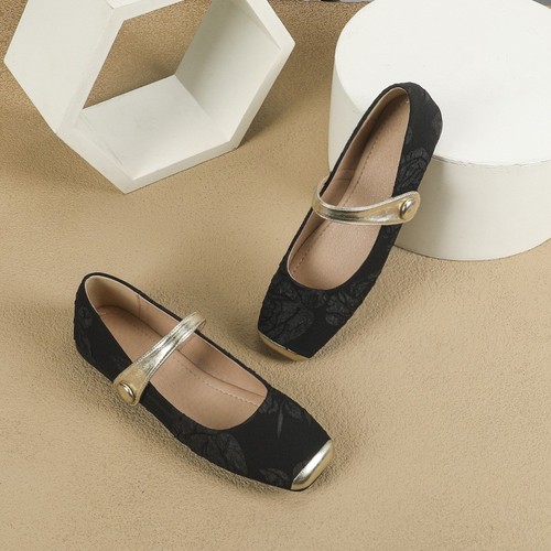 Womens Flat Square Toe Shoes Summer Chinese Style Mary Jane Shoes Evening Shoes - Picture 11 of 28