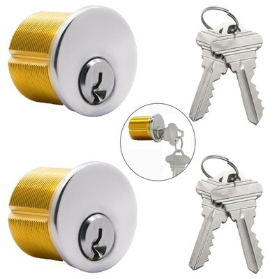 2Pcs Brass Mortise Cylinder Locks with 2 SC1 Keyway Keys fit Standard Commerc...