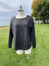 Cable and Gauge Heathered Grey Sweater VERY SOFT Exposed Zipper Size XL