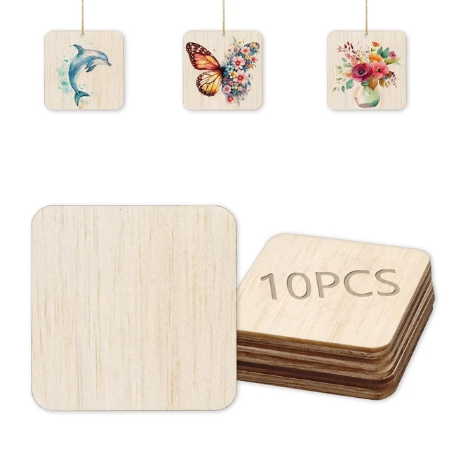 Wooden Circle Square Heart Balsa Wood Slices Discs Signs DIY Art Craft Coasters