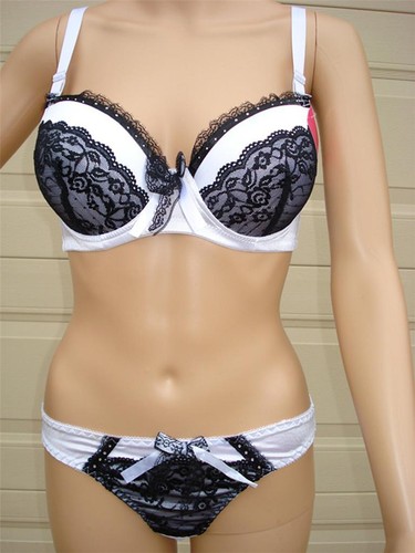 White Pink Blue Purple Hot Pink Push-up Padded Bra Set/Thong SizeC/D 10-18 AU - Picture 4 of 8