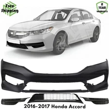 Front Bumper Cover Fascia & Lower Grille Kit For 2016-2017 Honda Accord