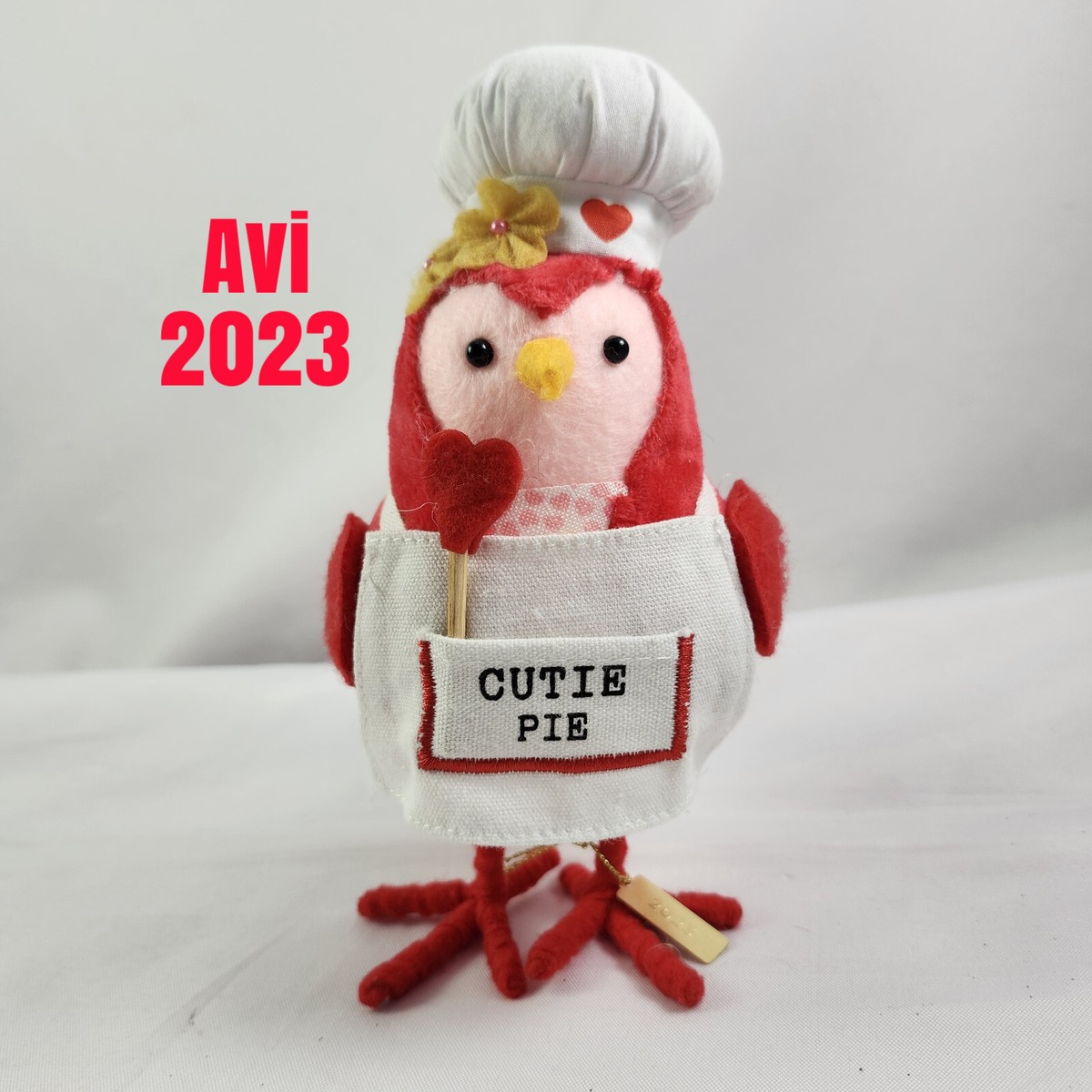 Ornement De Noël Oiseau Featherly Friends - Marron, Chapeau Rouge, Pompons Blancs, 5 Pouces