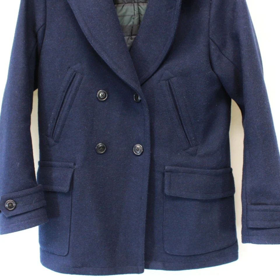 Abercrombie & Fitch Men's Navy Blue Wool Blend Coat Jacket Small - Image 3 of 4