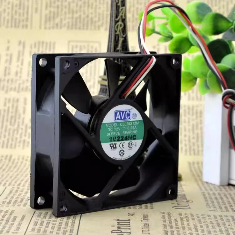 AVC C8025S12M 8025 12V 0.25A 8cm 3pin Cooling Fan - Image 3 of 4