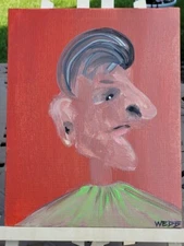 Signed Original Outsider Raw Art Painting 8x10 "Sir" 