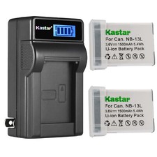 Kastar 2 Pcs Battery Charger for Canon NB-13L 13LH SX740 SX730 SX720 SX620 HS