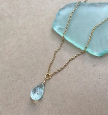 NEW GENUINE NATURAL AQUAMARINE SUNDANCE CHARM NECKLACE ARTISAN HANDMADE JEWELRY