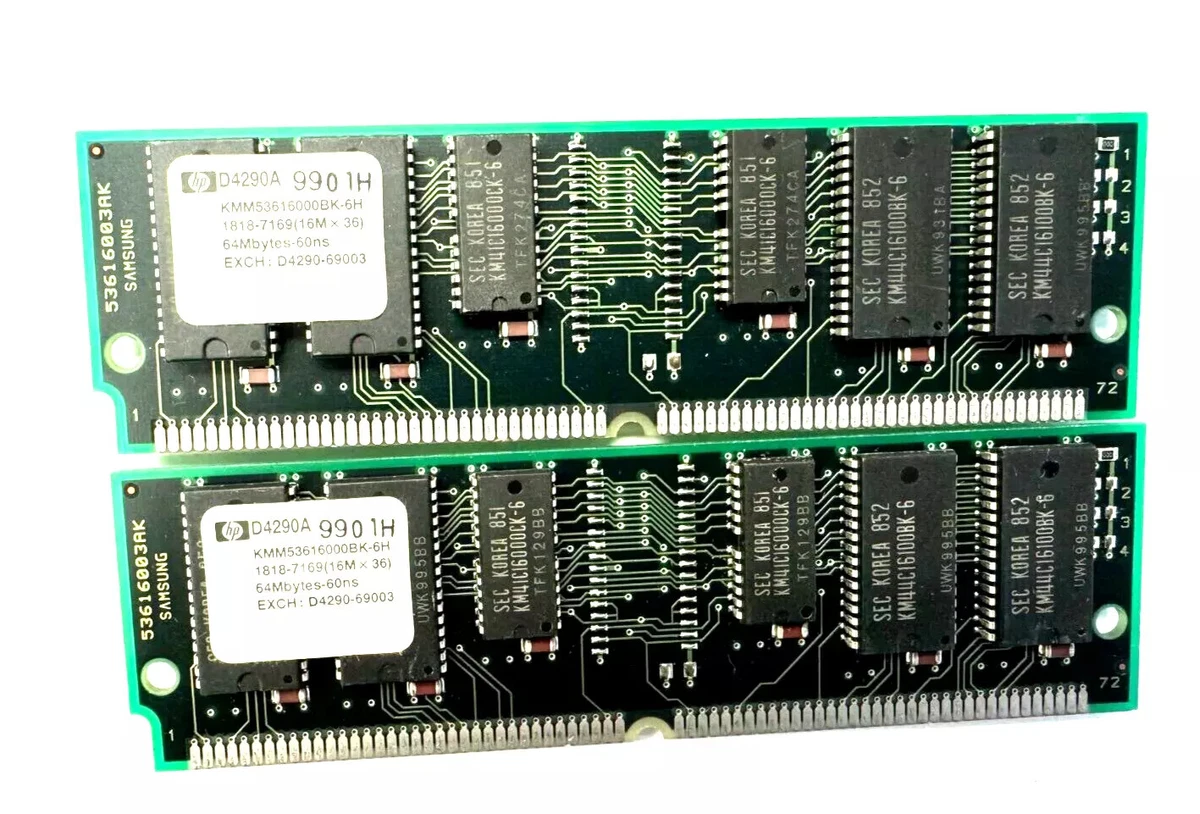 Lot De 10 Barrettes Mémoire SIMM 72 Broches - 64MB FPM Parity 60ns - ECC (5V) - Ouvert Jamais Utilisé