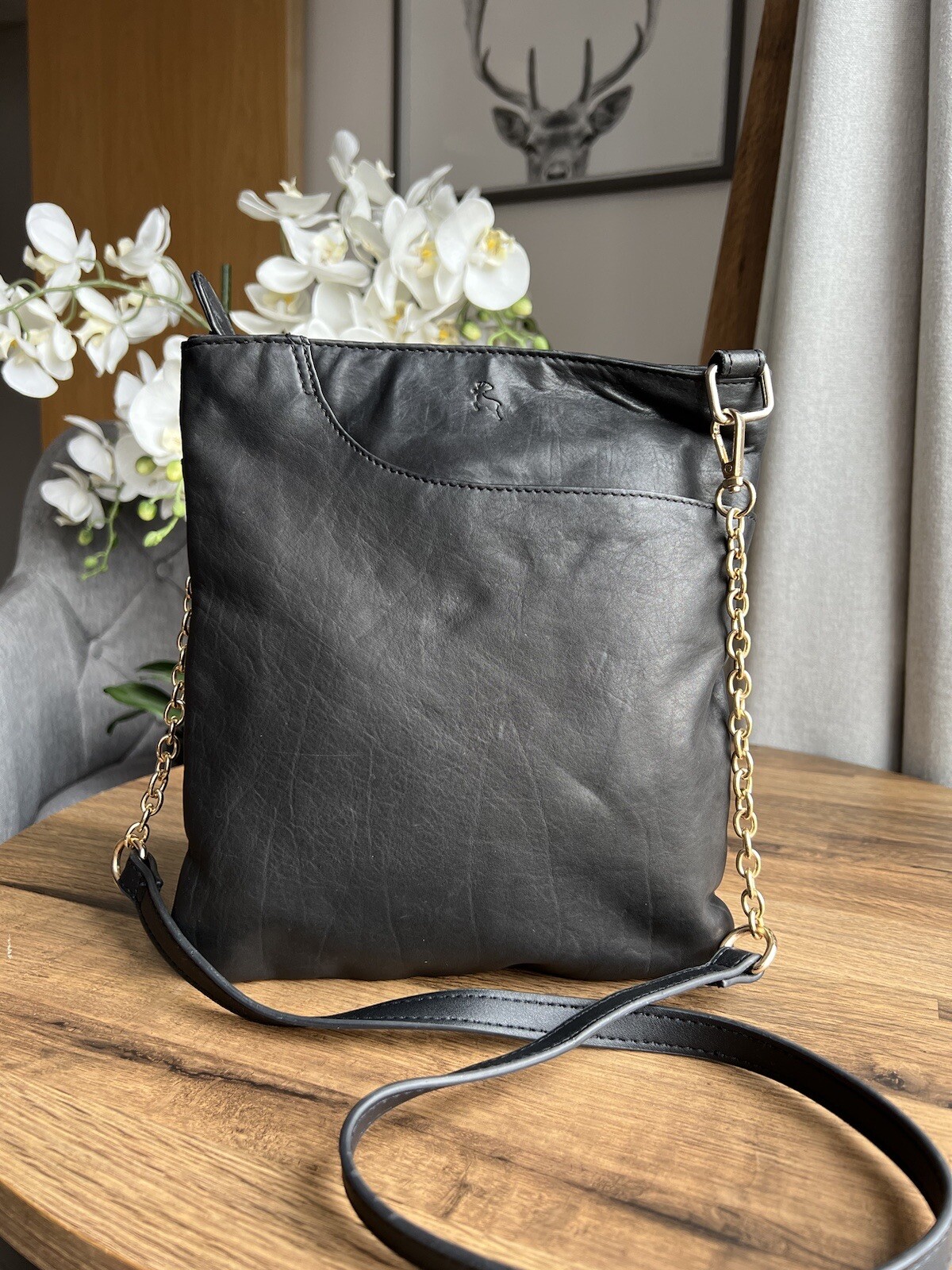 Ashwood Black Soft Leather Crossbody Shoulder Bag eBay