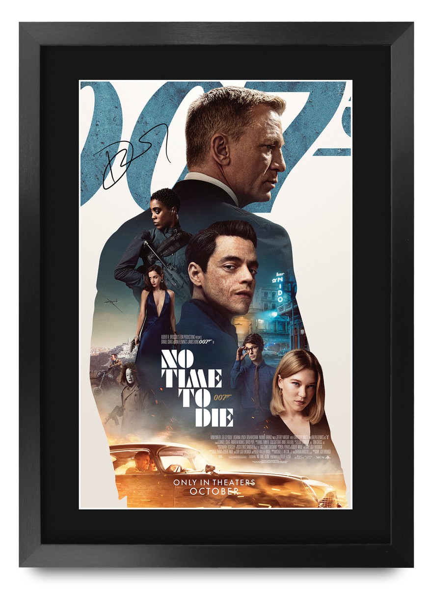 James Bond No Time to Die Movie Poster Signed Printed Autograph A3