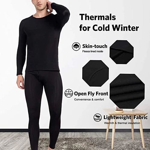 Herren Thermo Long Johns Warme Unterwäsche Top + Hose 2-teiliges Set Basisschicht - Bild 7 von 32