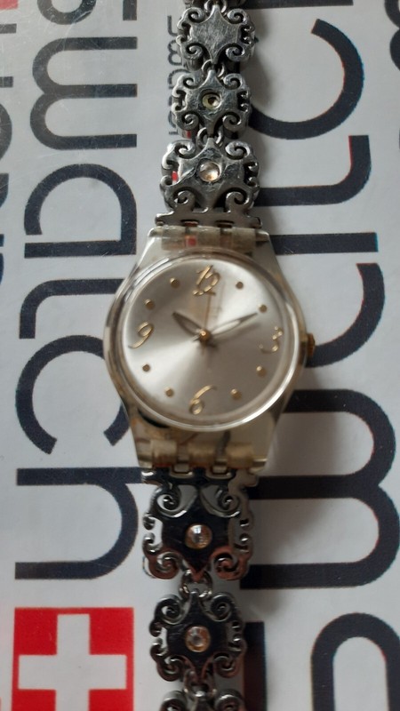 Swatch Crystal Lace LK294G Standard Ladies 25mm Stainless Steel Bracelet 
