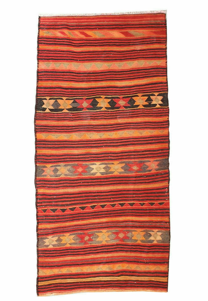 Alfombra tradicional anudada a mano de lana geométrica Kilim oriental vintage 5x10 Foto 4 de 4