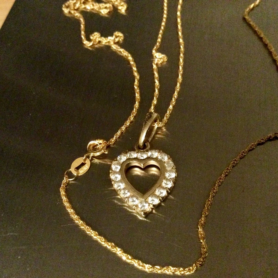 Collier Chaine Or 18 Carats-Pendentif Cœur 14K Brillants-Or Jaune Massif 18K-750 - Photo 4/4