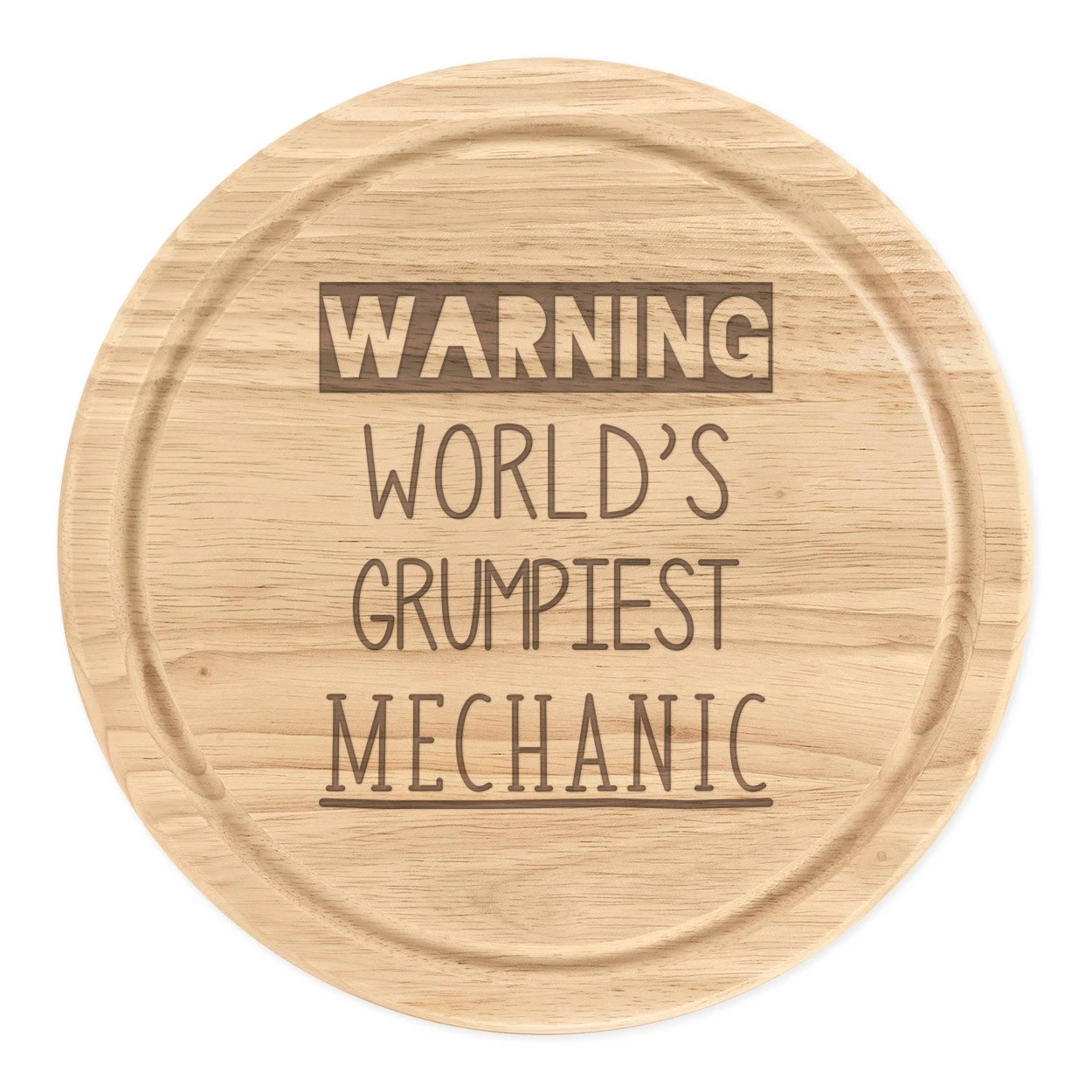 Warning World's Grumpiest Mechanic Round Chopping Cheese Board Awesome Best