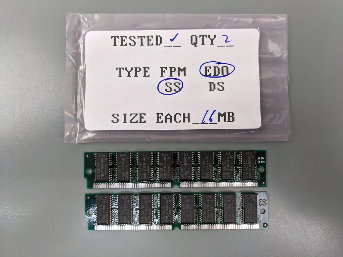 Kit RAM 32 MB EDO (2 X 16 MB) 72 Pins SIMM 60 Ns - Pour Anciens PC Pentium AT/ATX
