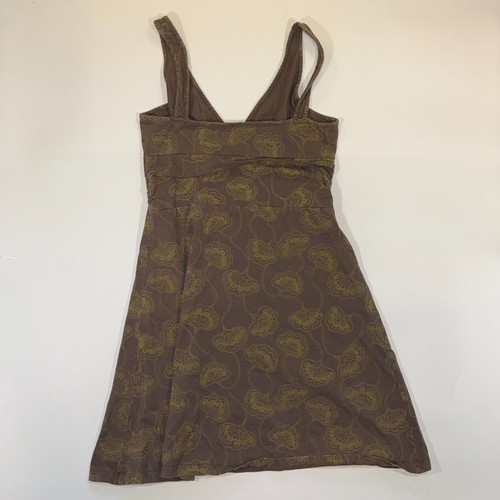 Patagonia Margot Sun Dress Women's Medium Brown Gold Floral Stretch Wrap V-Neck - Picture 2 of 6