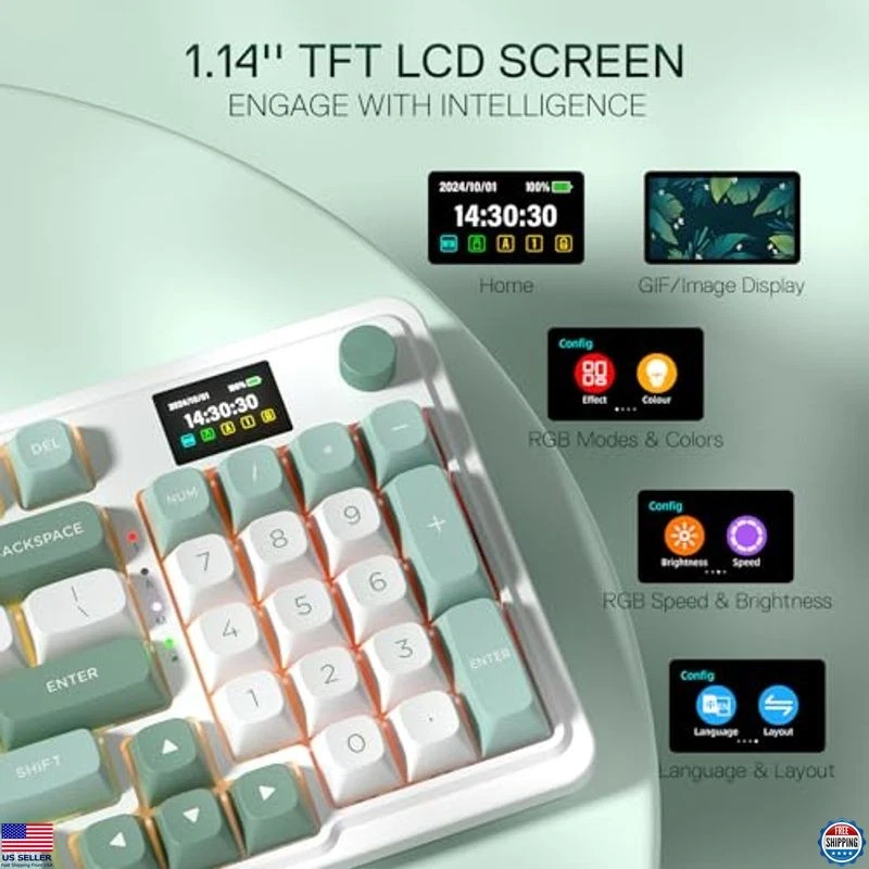 Wireless Gasket Gaming Keyboard, 95 Keys, TFT Display, Custom Linear Switch - Image 4 of 4