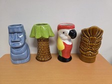 Ceramic Tiki Mugs Set of 4 Tropical Cocktail Glasses Bar Drinkware
