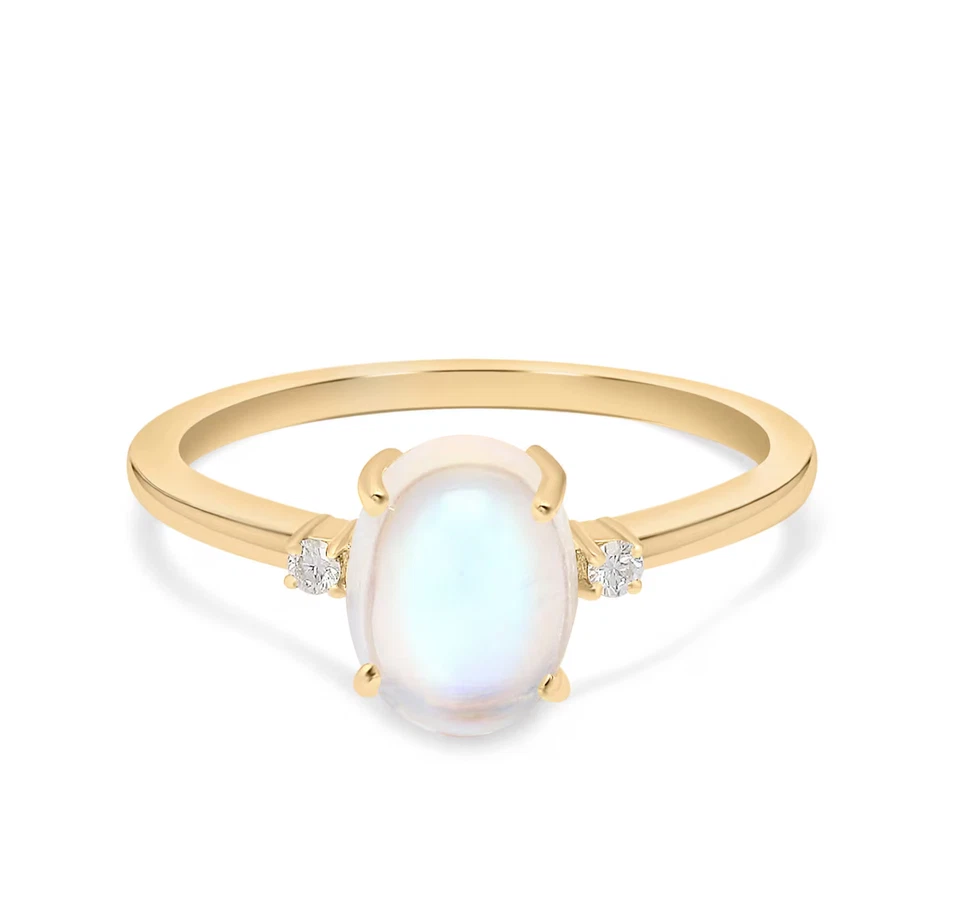 Anillo de compromiso piedra lunar anillo moissanita oro amarillo 9K anillo regalo para ella Foto 4 de 4