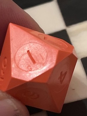 Vintage Gamescience d10 opaque neon orange rpg ad&d dice 121524@
