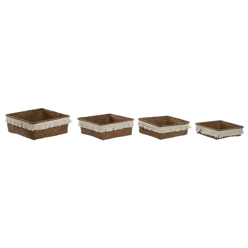 Korb-Set Home ESPRIT Naturfaser Boho Abgenutzt 26 x 26 x 10 cm - Bild 4 von 4