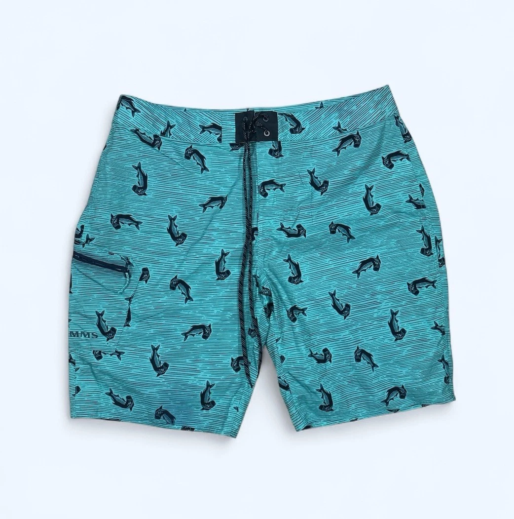 Simms Fishing Products Men's Green Fishing SolarFlex Board Shorts Size 38 NWOT