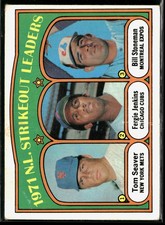 Strikeout Leaders Tom Seaver Fergie Jenkins Bill Stoneman 1972 Topps #95
