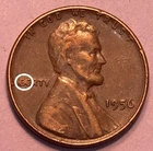 1956-P BIE Die Chip Error Lincoln Wheat Cent (1307)