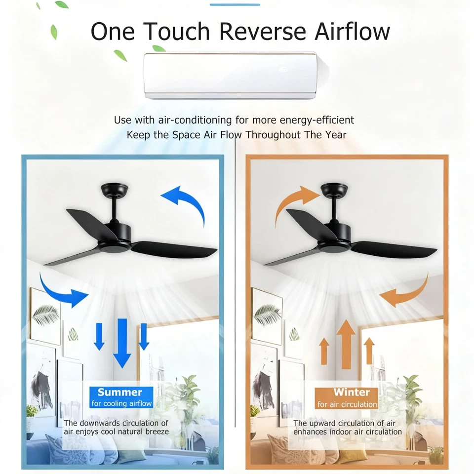 Black Ceiling Fan No Light with Remote Control, 40inch Indoor Outdoor Fans wi... - Image 2 of 4