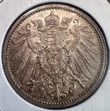 1910-G Germany Empire 1 Mark, UNC Low Mintage! Better Date!