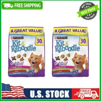 2 PACKS Purina Kit & Kaboodle Dry Cat Food, Original, 30 lb. Bag