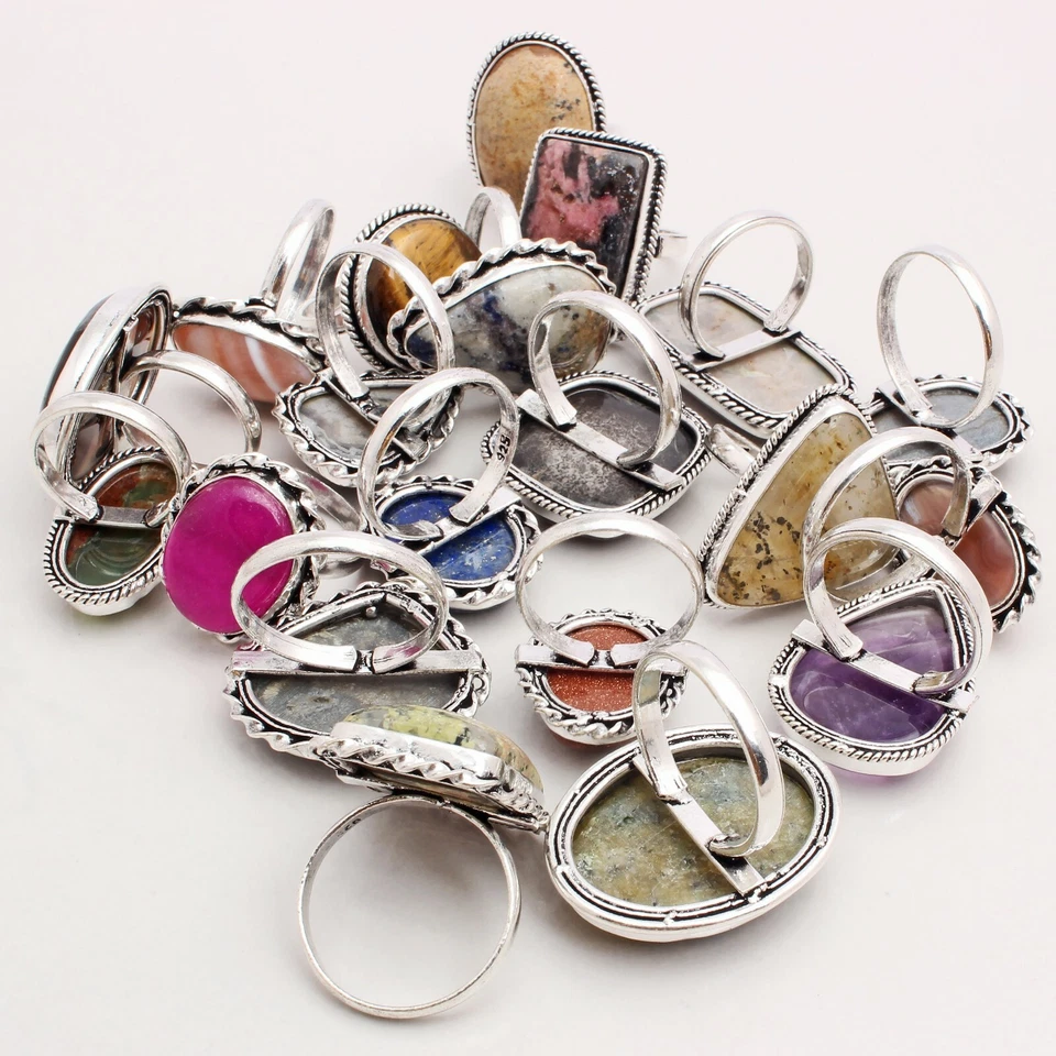 Achat, Und Mix Edelstein Schmuck Handmade 20 Stück Ring Großhandel Lot Ringgröße - Bild 3 von 4