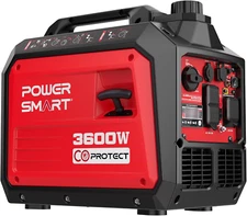 Powersmart 3600W Super Quiet Portable RV Ready Gas Inverter Generator, CO Sensor