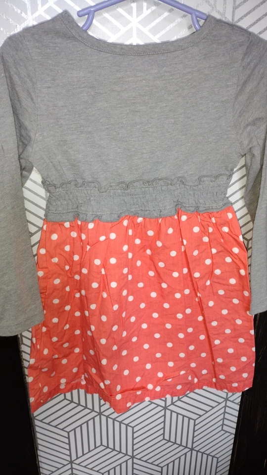 Vestido Healthtex Gris Gris Coral Lunares 3T Niñas Pequeñas Otoño Regreso a la Escuela Foto 2 de 2