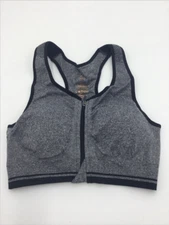 Copperfit Racerback Zip-Front Sports Bra , Grey, M