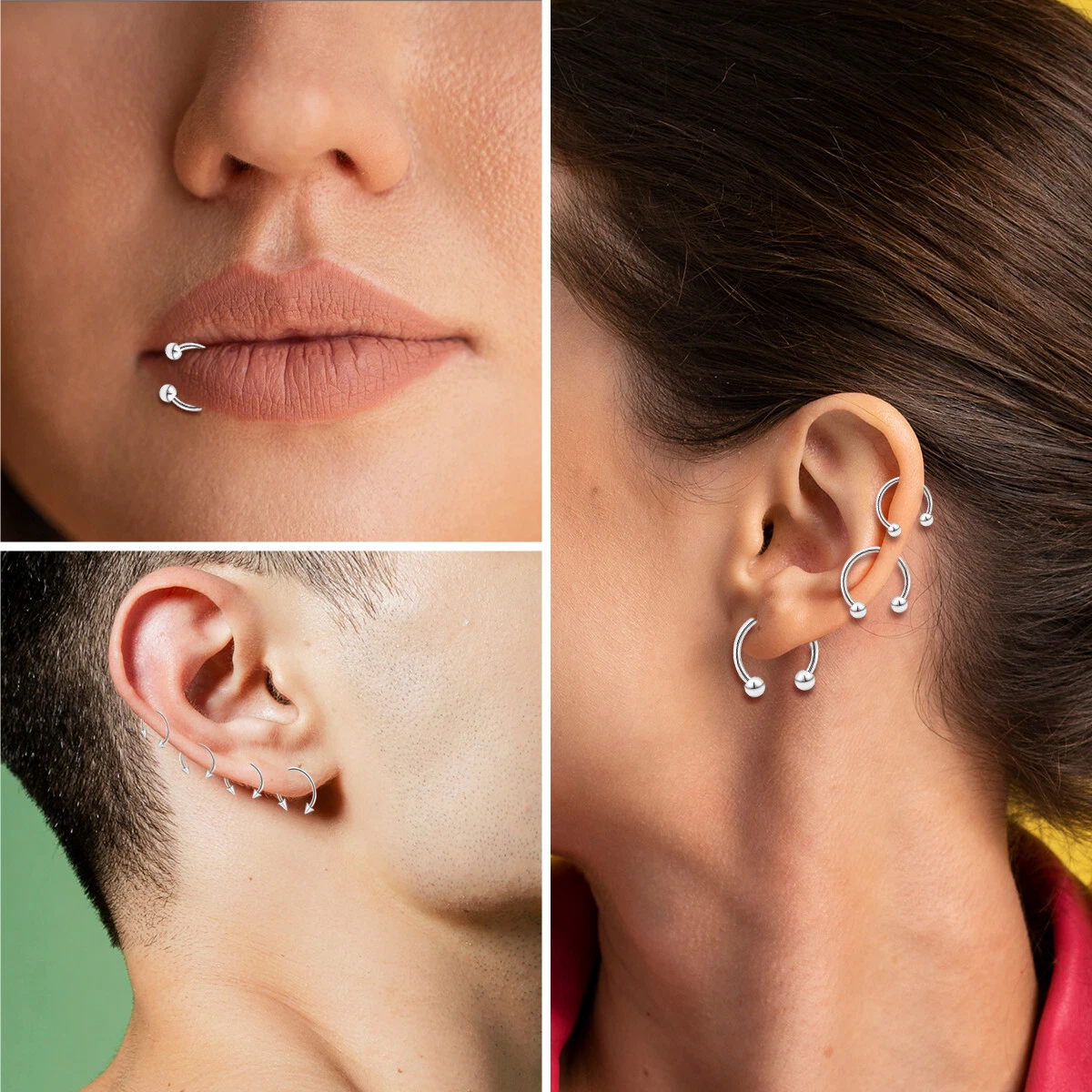 Circular and Spike Horseshoe Barbell 14G 16G Surgical Steel Nose Lip Nipple Ear