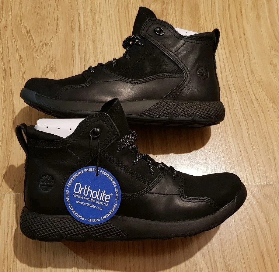 Juniors TIMBERLAND FLYROAM LEATHER HIKE JET Black Trainers Boots UK 5.5 EUR 39