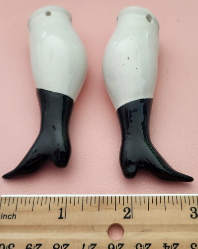 Vintage 3" Glazed China Legs with Black Pointy Boots for China Head Doll -It#43 - Picture 4 of 6