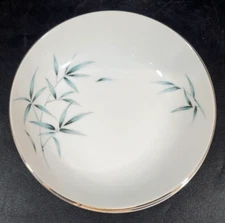 Set of 4 Sone China Bamboo Aqua 5 1/2 " Desert/Fruit Bowls Silver Trim 1964