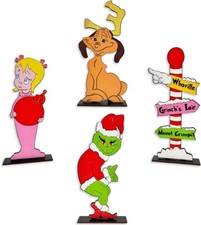 The Grinch Christmas Centerpieces Set of 4 Table Wood Dr. Seuss Cindy Lou Who