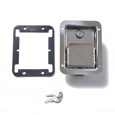 RV Paddle Door Latch Handle Steel Lock+ Key Trailer Tool Box Lock