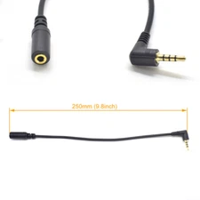 50pc 25cm Right Angle Gold 3.5mm 4 Pole Male To Female M/F Audio Extension Cable