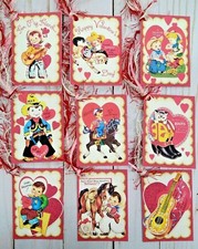9 Retro Style Valentine Handmade Gift Tags Junk Journals Scrapbooks Crafts