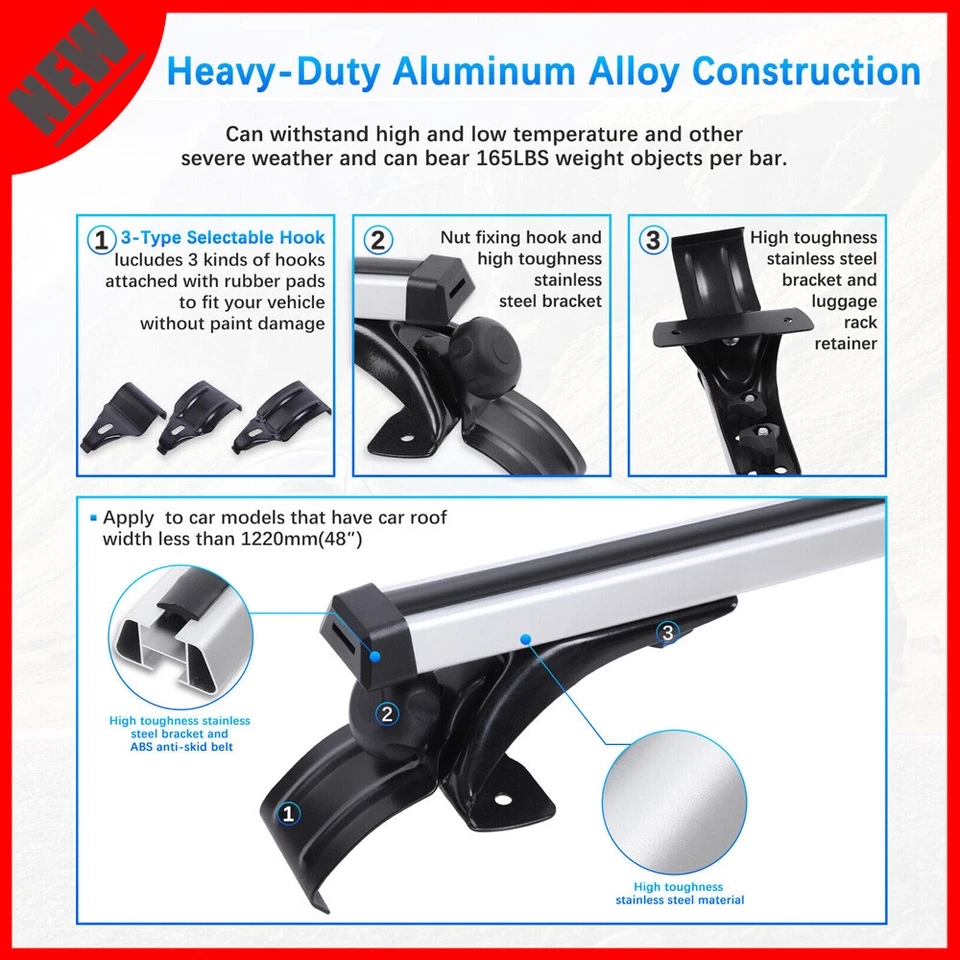 Portaequipajes de carga con barra transversal superior para techo de auto + bloqueo para sedán base Acura TL* Foto 2 de 4